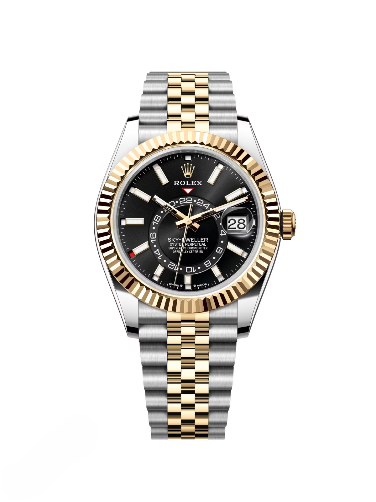 【Super Clone】ROLEX Sky-Dweller 42mm 336933-0003/0004 Two-Tone Yellow Gold Black Dial Jubilee