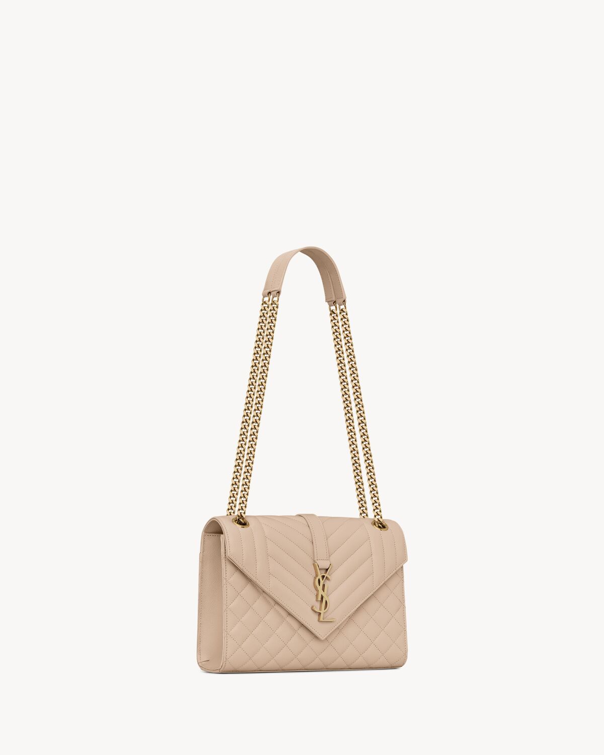 YSL Envelope Medium in Quilted Grain De Poudre Embossed Leather