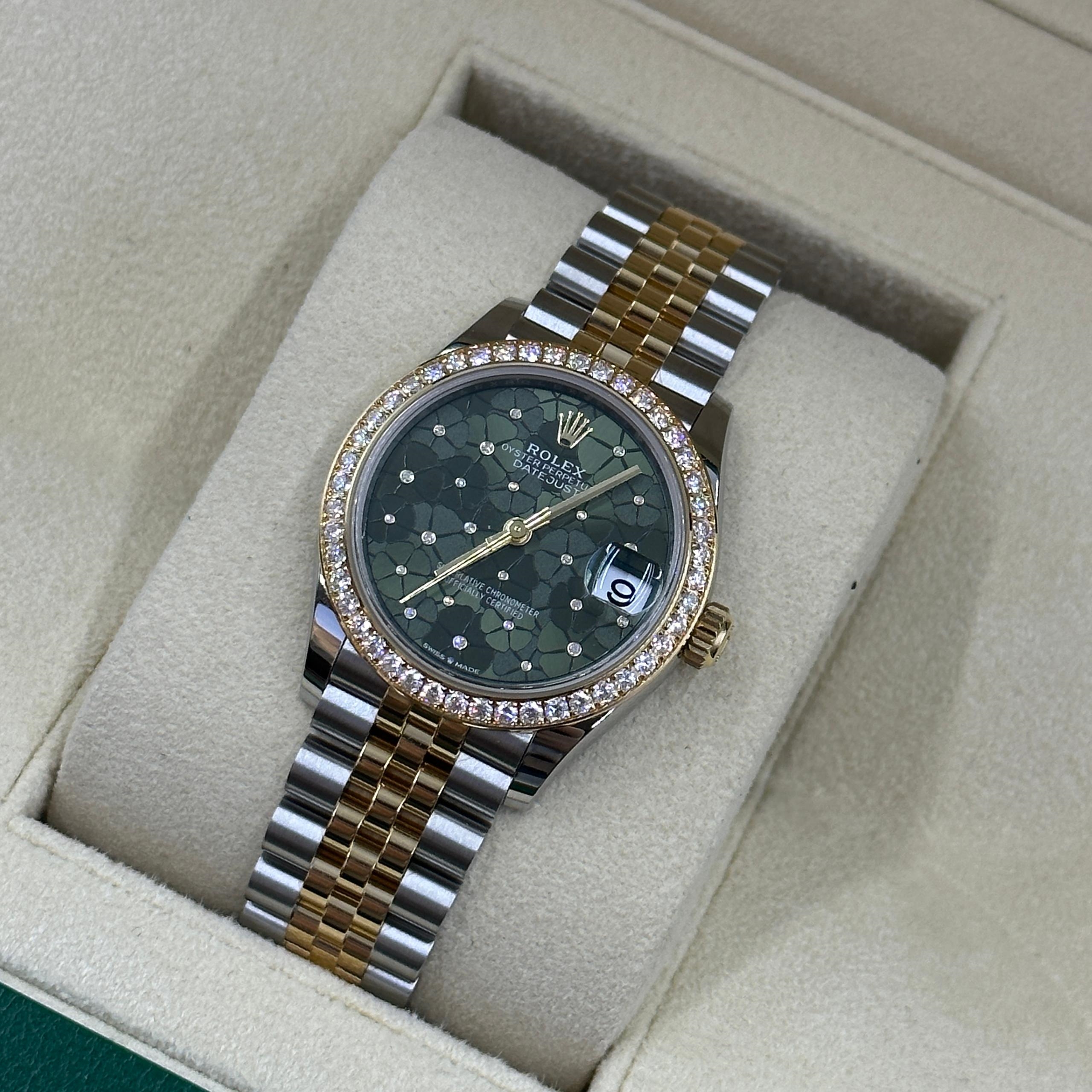 【Super Clone】ROLEX Datejust m278383-0031/0032 31mm Green Floral Dial Oyster Bracelet