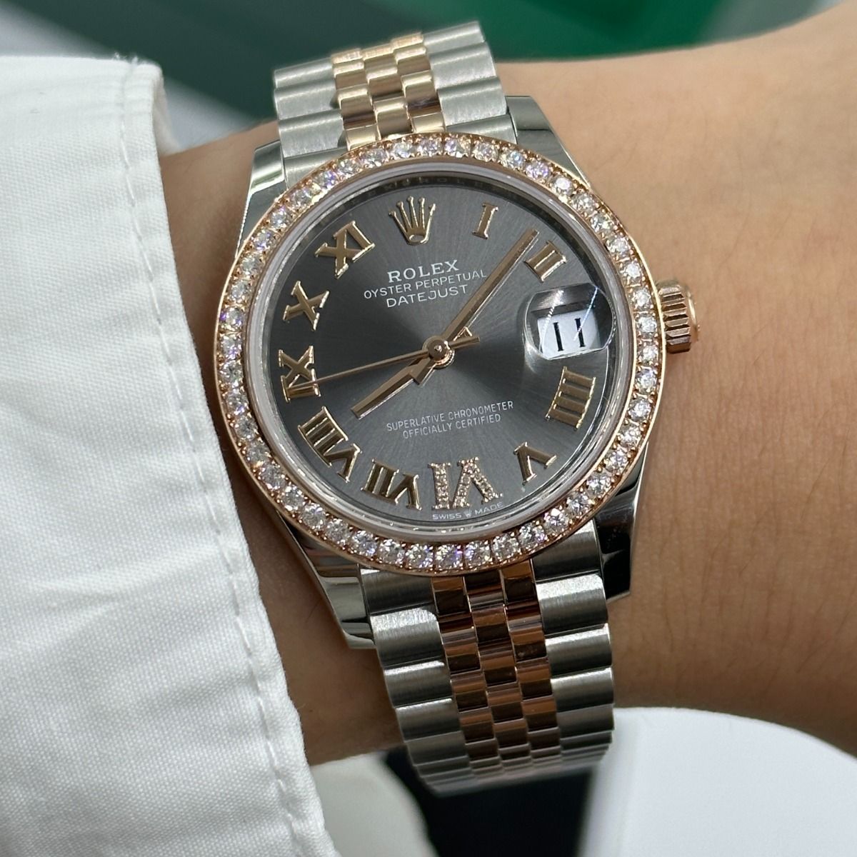 【Super Clone】ROLEX Datejust m278381-0029/0030 Slate Roman Diamond Dial Diamond-Set Bezel 31mm