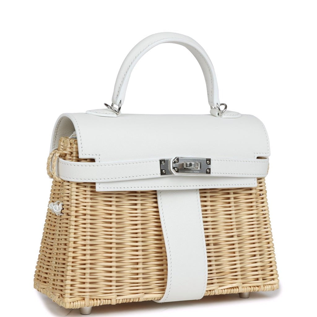 Hermès Mini Picnic Kelly 20 White Swift Palladium Hardware