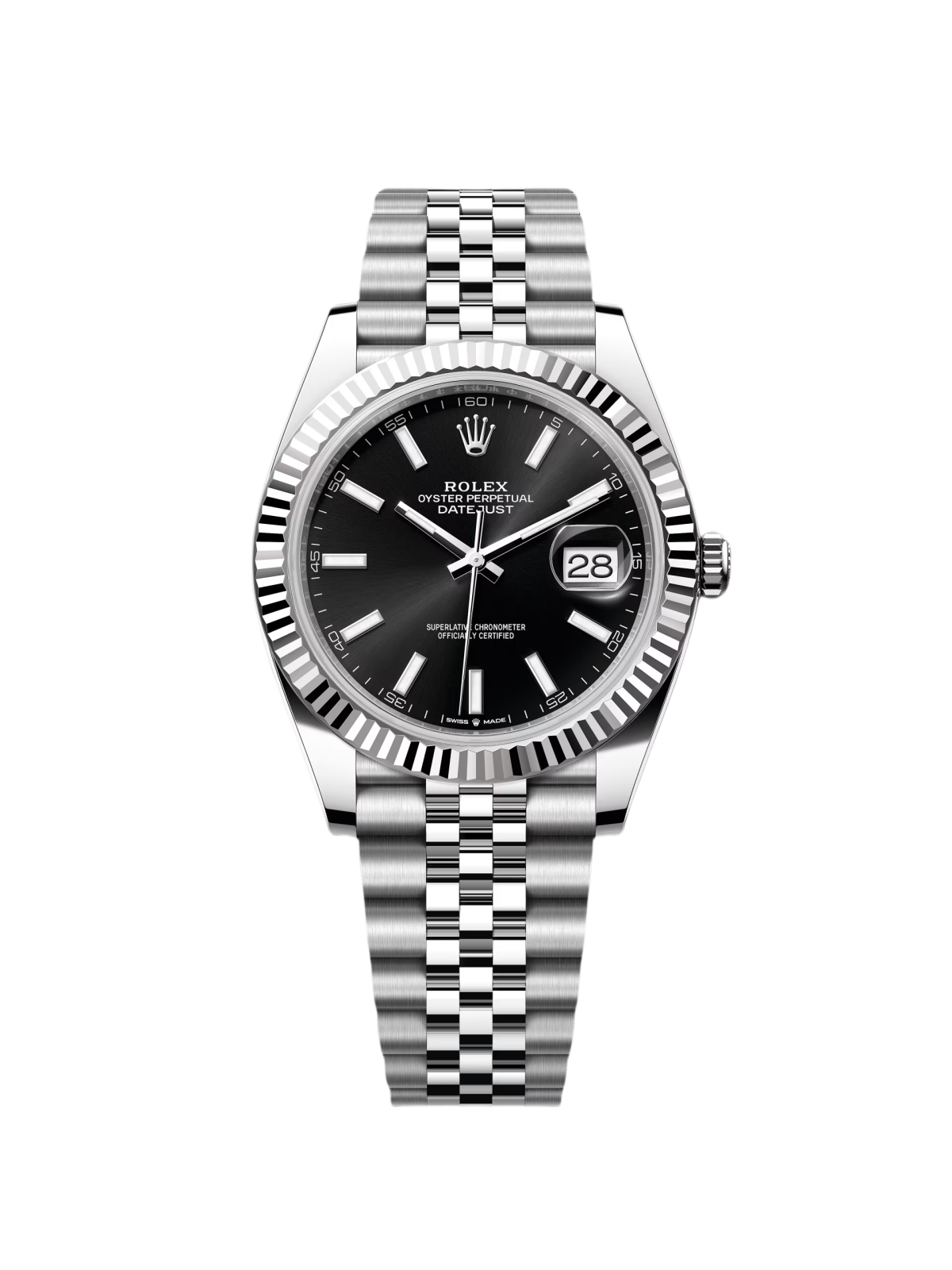 【Super Clone】ROLEX  Datejust Black Index Jubilee 41mm Stainless Steel - 126334