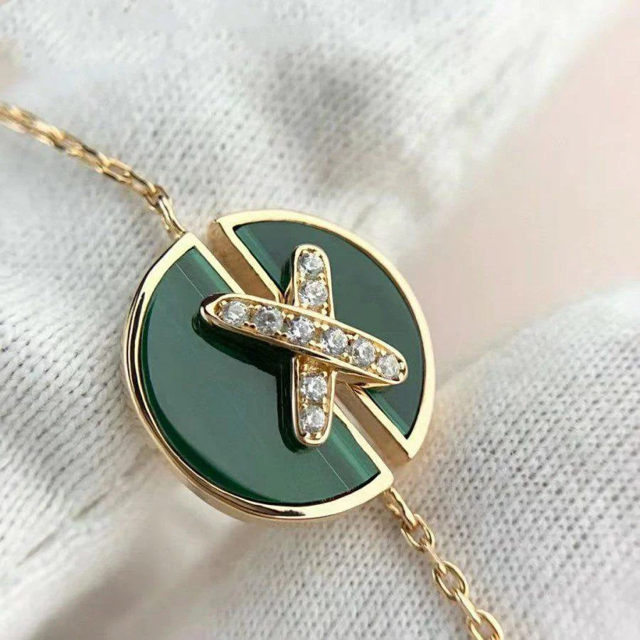 Regalia jewelryJEUX DE BRACELET MALACHITE PINK GOLD DIAMONDS