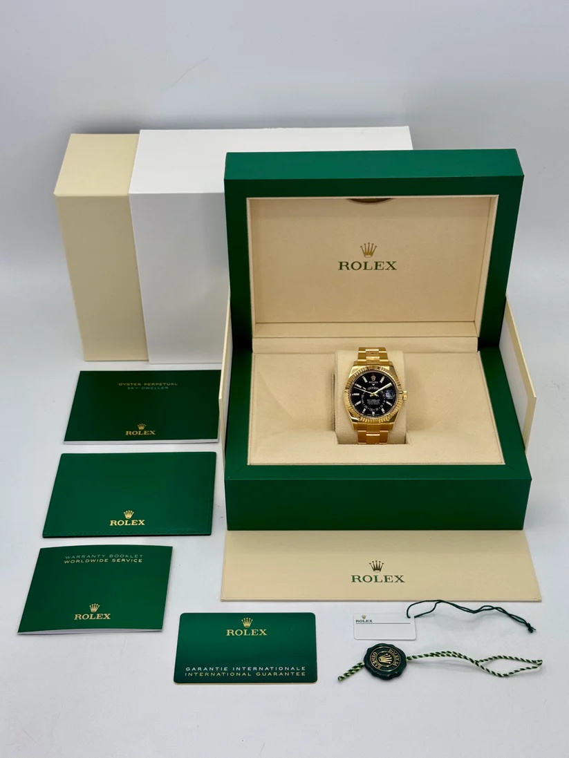 【Super Clone】ROLEX Sky-Dweller 42mm 336938-0002/0005 Yellow Gold Black Dial Oyster