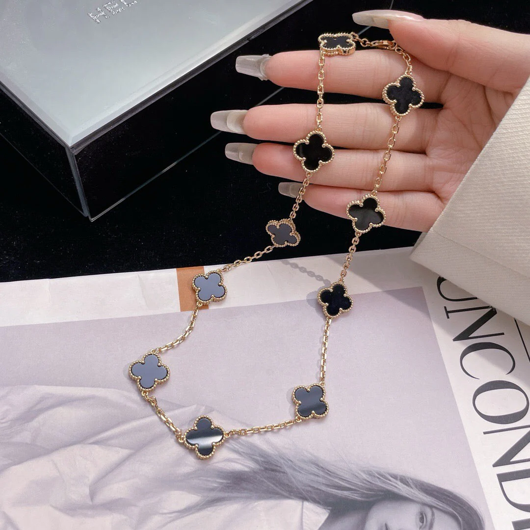 Regalia jewelryCLOVERS THE 10-MOTIFS ONYX NECKLACE