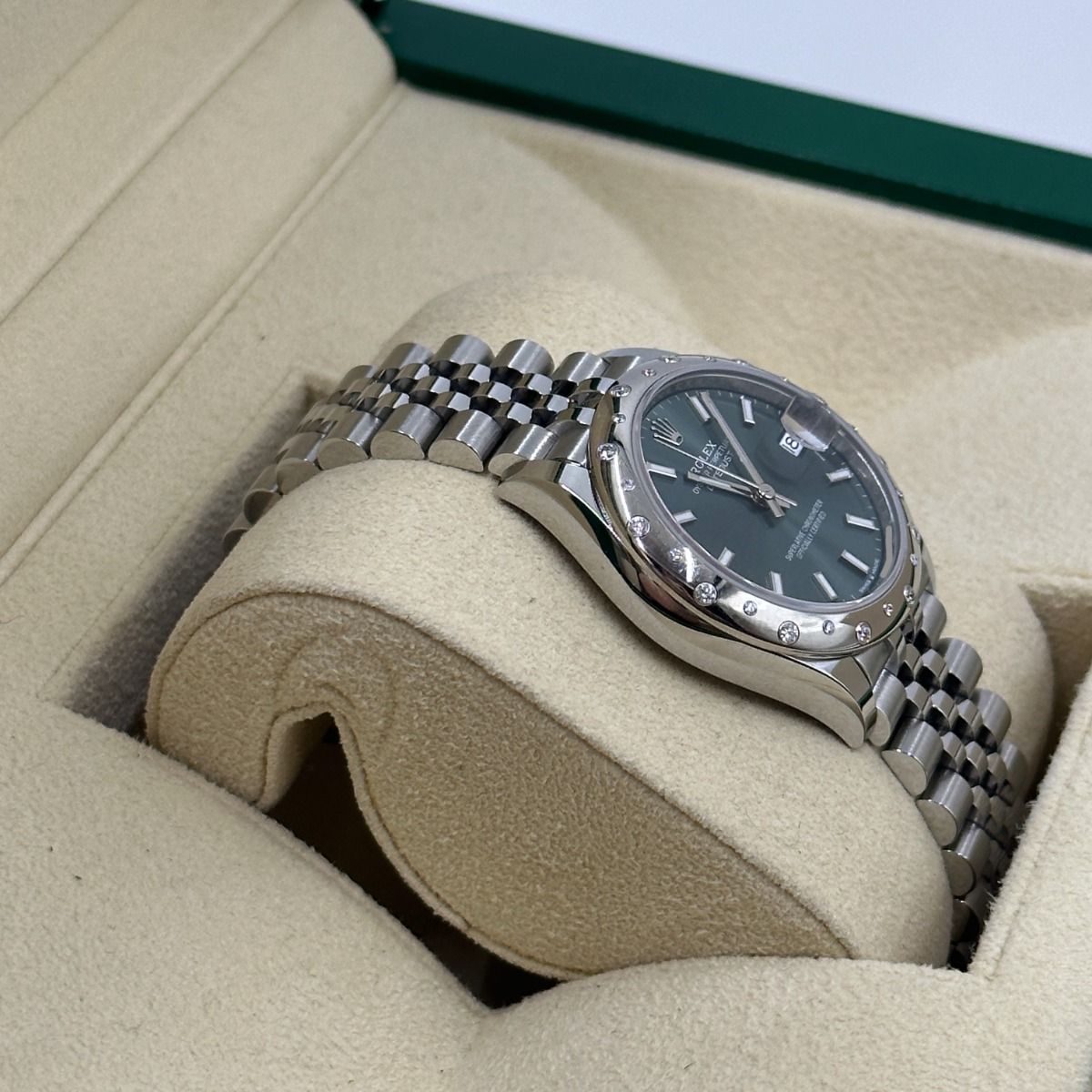【Super Clone】ROLEX Datejust m278344-0019/0020 Mint Green Dial 31mm Domed Diamond Oyster Watch