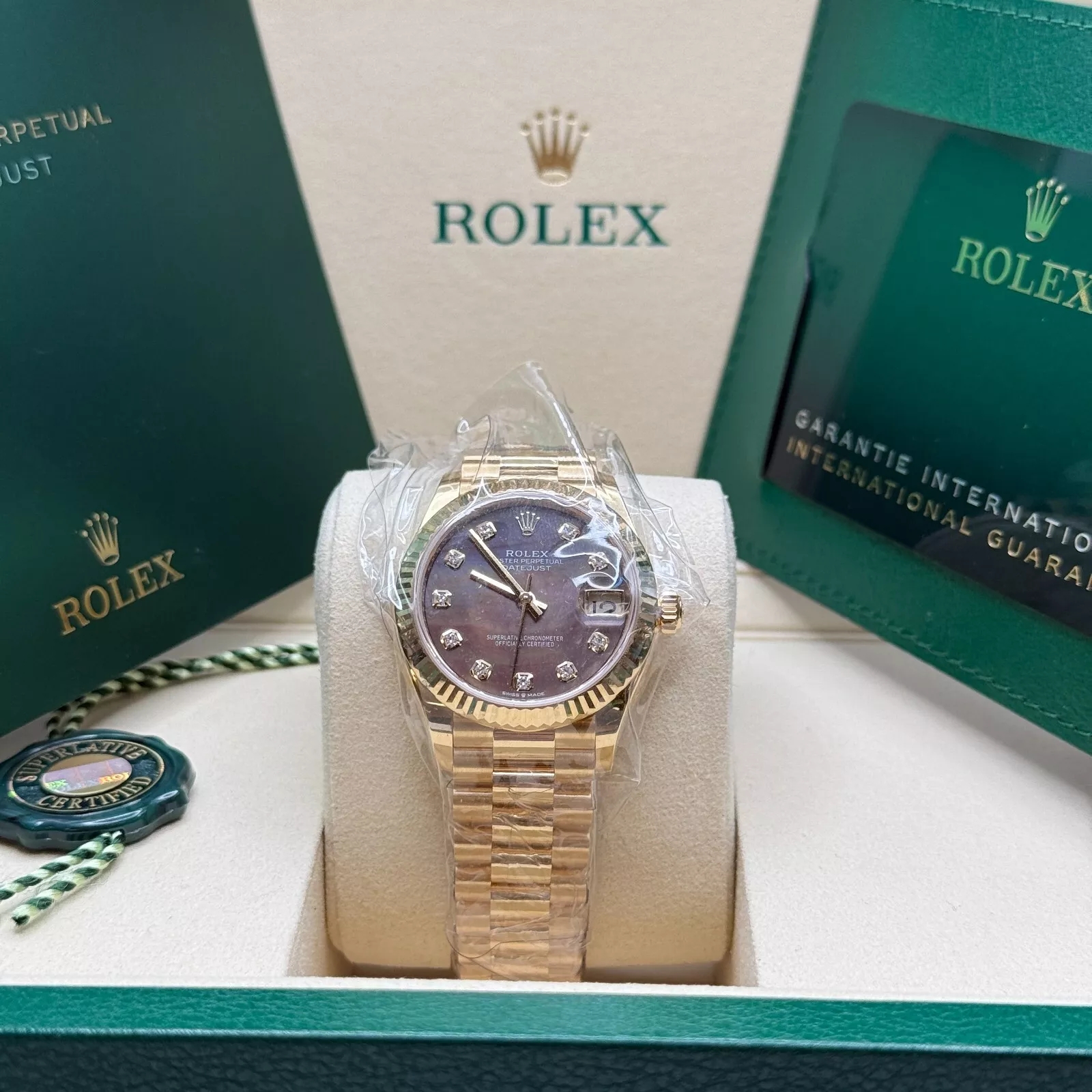 【Super Clone】ROLEX Datejust m278278-0038 Black Mother-of-Pearl 31mm Dial President Bracelet Watch