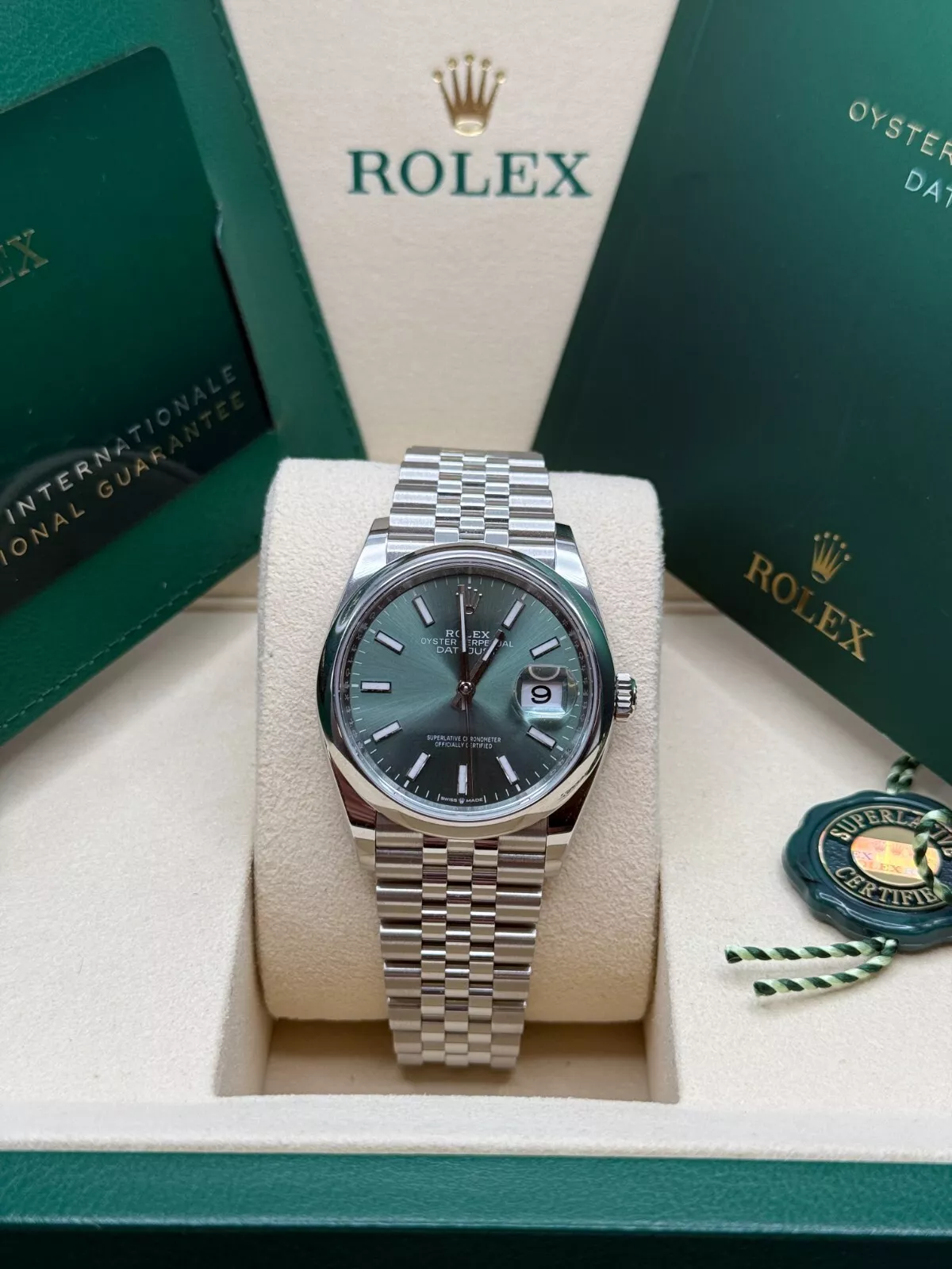 【Super Clone】ROLEX  Datejust 36mm 126200 Mint Green Dial Stainless Steel Oyster Bracelet Watch