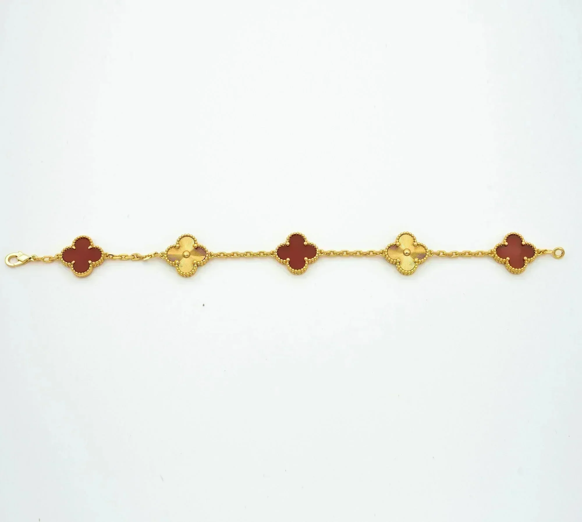 Regalia jewelryCLOVER  5 MOTIFS CARNELIAN GOLD BRACELET