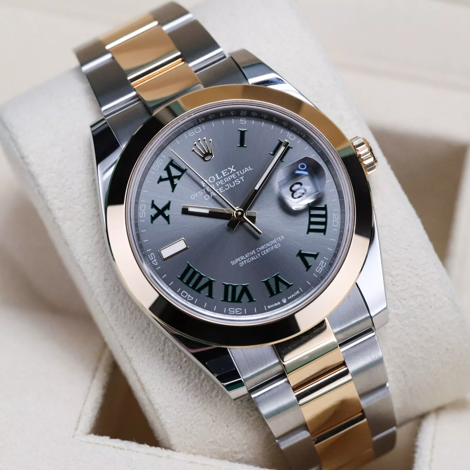 【Super Clone】RLX Datejust 41mm 126303 Slate Roman Oyster Steel and Yellow Gold Mens Watch