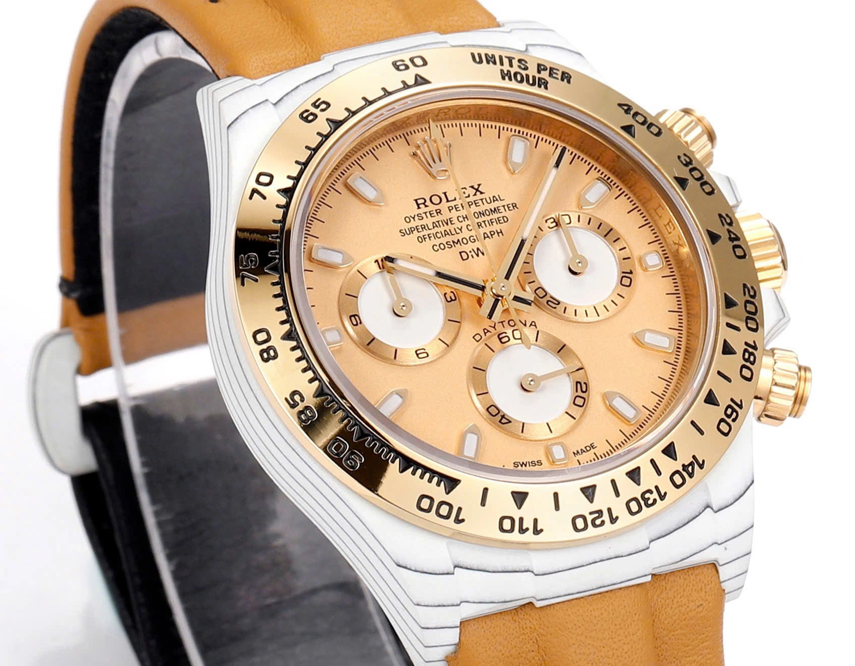 【Super Clone】ROLEX Cosmograph Daytona DIW Golden Essence 40mm Replica 1:1 – Top Quality Version