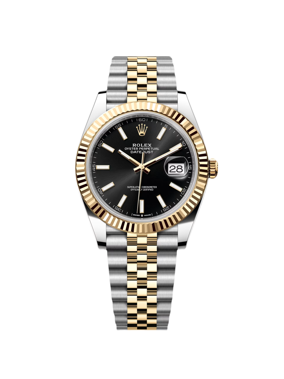 【Super Clone】ROLEX  Datejust 41mm Two-Tone Yellow Gold Fluted Bezel Black Index Dial Jubilee - 126333