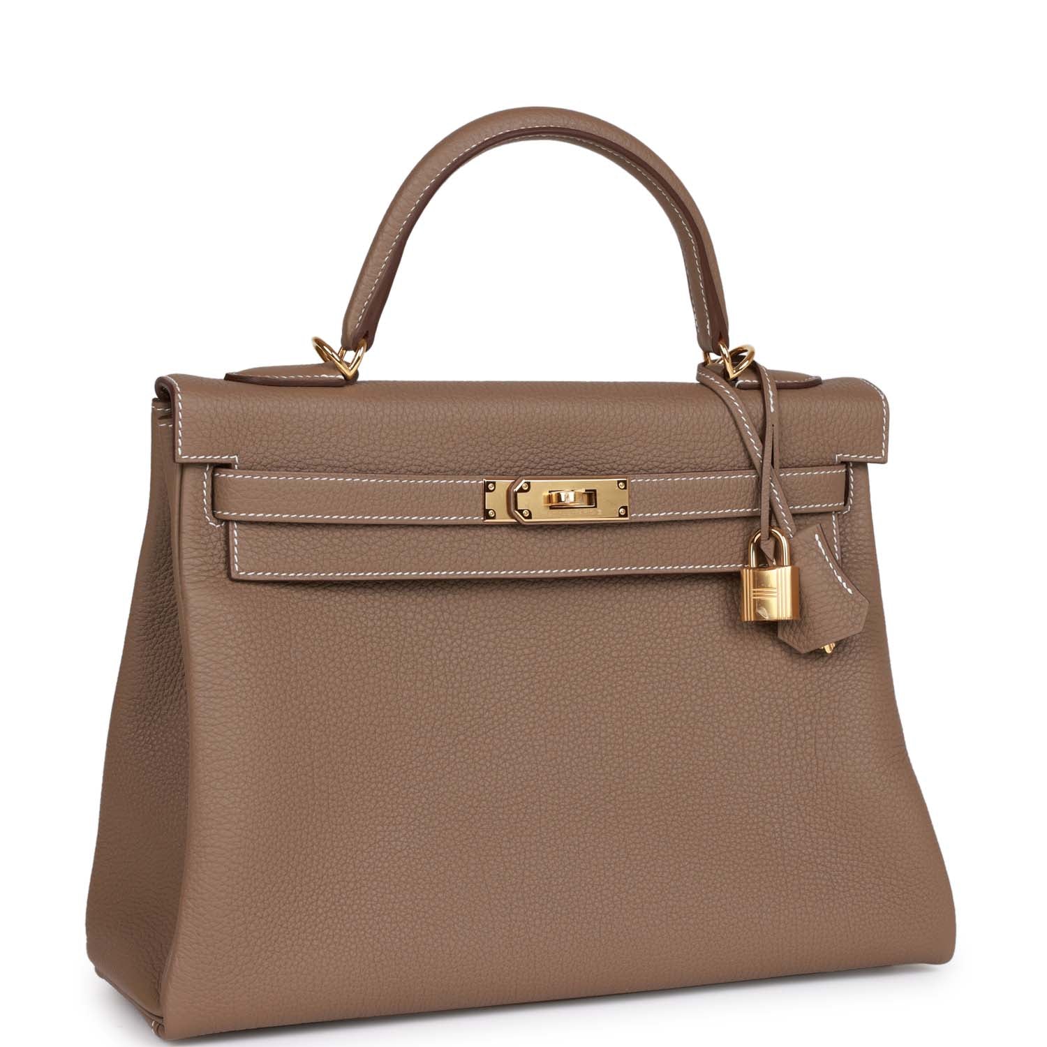 Hermès Kelly Retourne 32 Etoupe Togo Gold Hardware