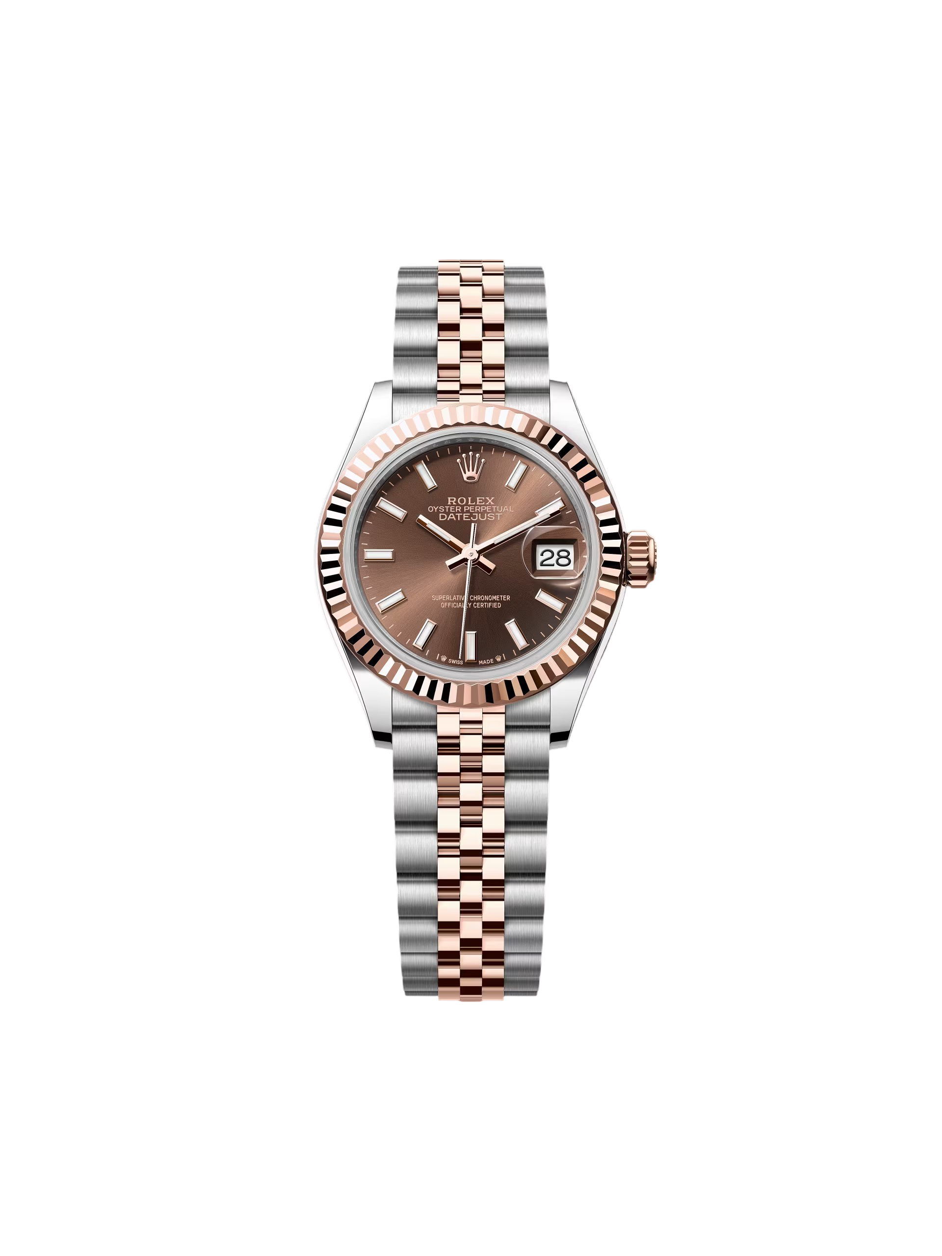 【Super Clone】ROLEX Lady-Datejust 28mm 279171 Chocolate Index Oyster Stainless Steel and Rose Gold