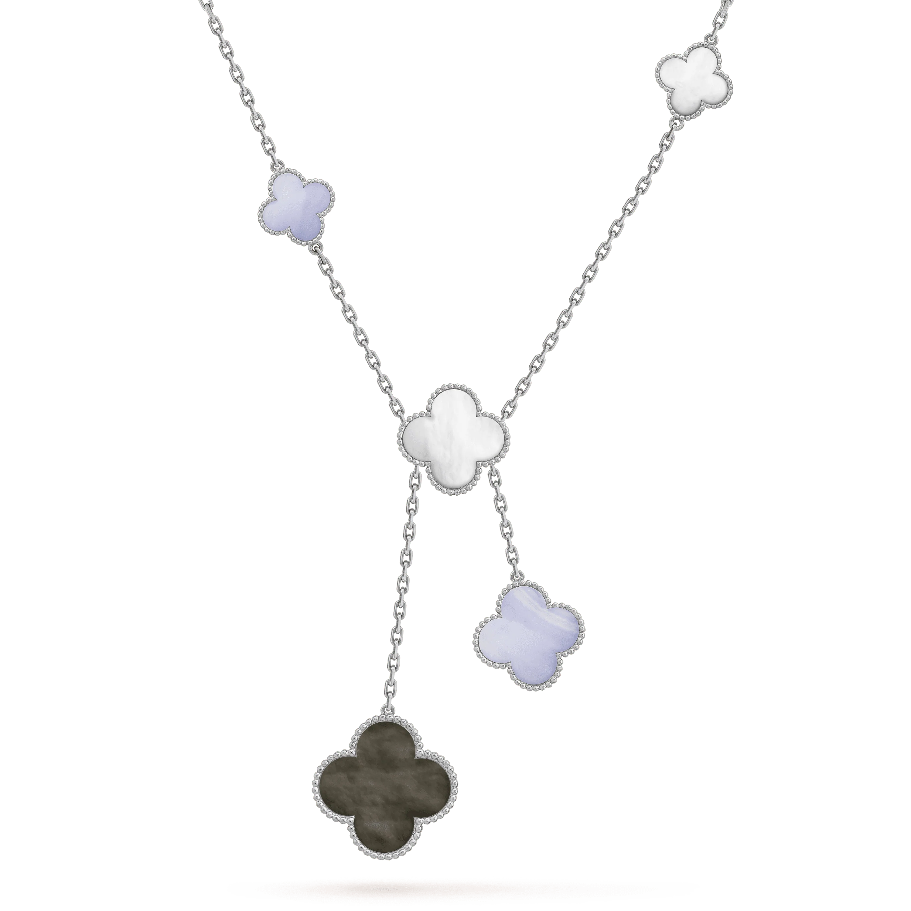 Regalia jewelryCLOVER MOP CHALCEDONY NECKLACE SILVER 6 MOTIF