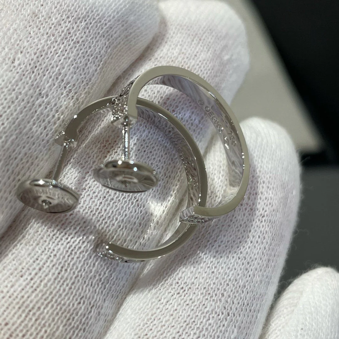 Regalia jewelryLOVE DIAMOND SILVER HOOP EARRINGS