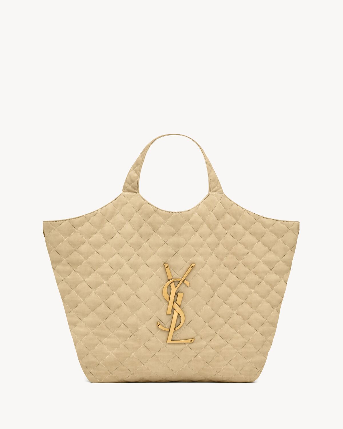 YSL Icare Maxi Shopping Bag In Quilted Nubuck Suede