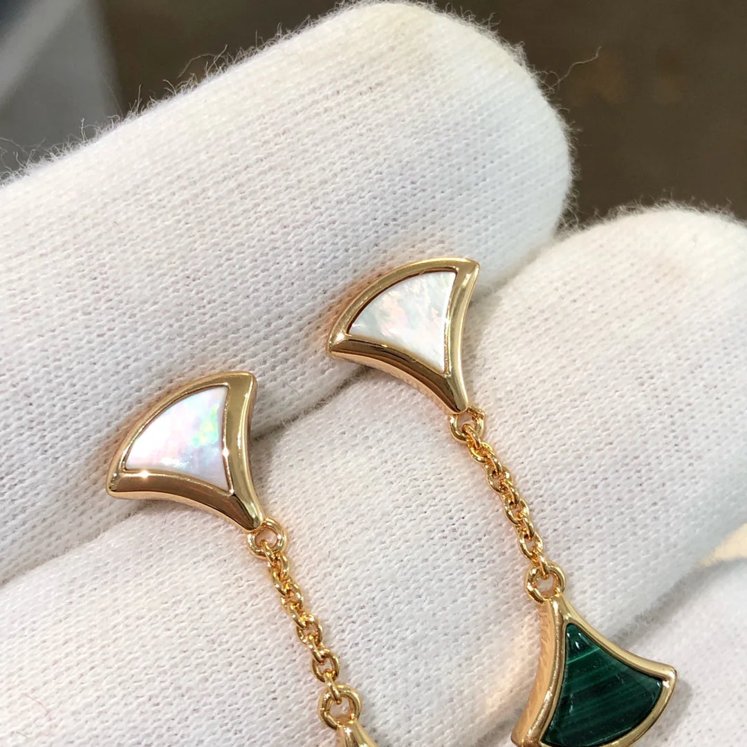 Regalia jewelryDREAM EARRINGS 3 MOTIFS MALACHITE MOP PINK GOLD