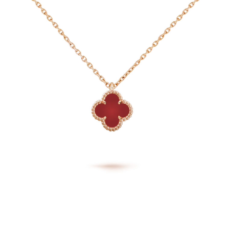 Regalia jewelryCLOVER MINI 9.5MM WHITE CARNELIANS NECKLACE