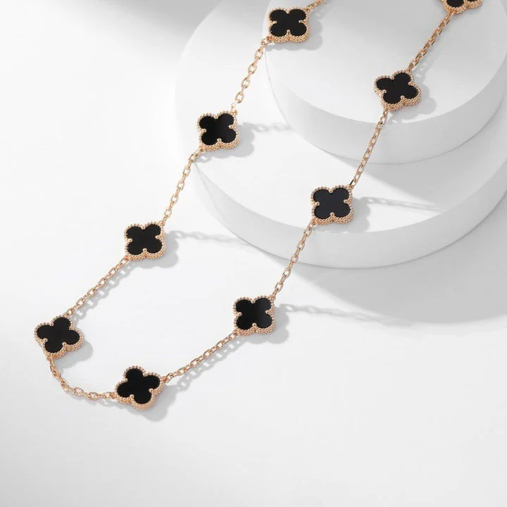 Regalia jewelryCLOVERS THE 10-MOTIFS ONYX NECKLACE