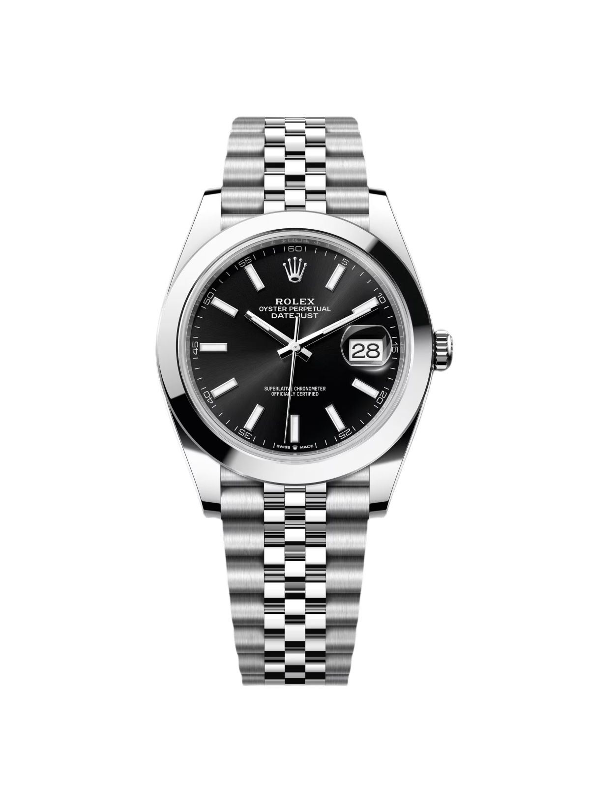 【Super Clone】ROLEX Datejust 41mm 126300 Black Index Oyster 41mm Stainless Steel Watch