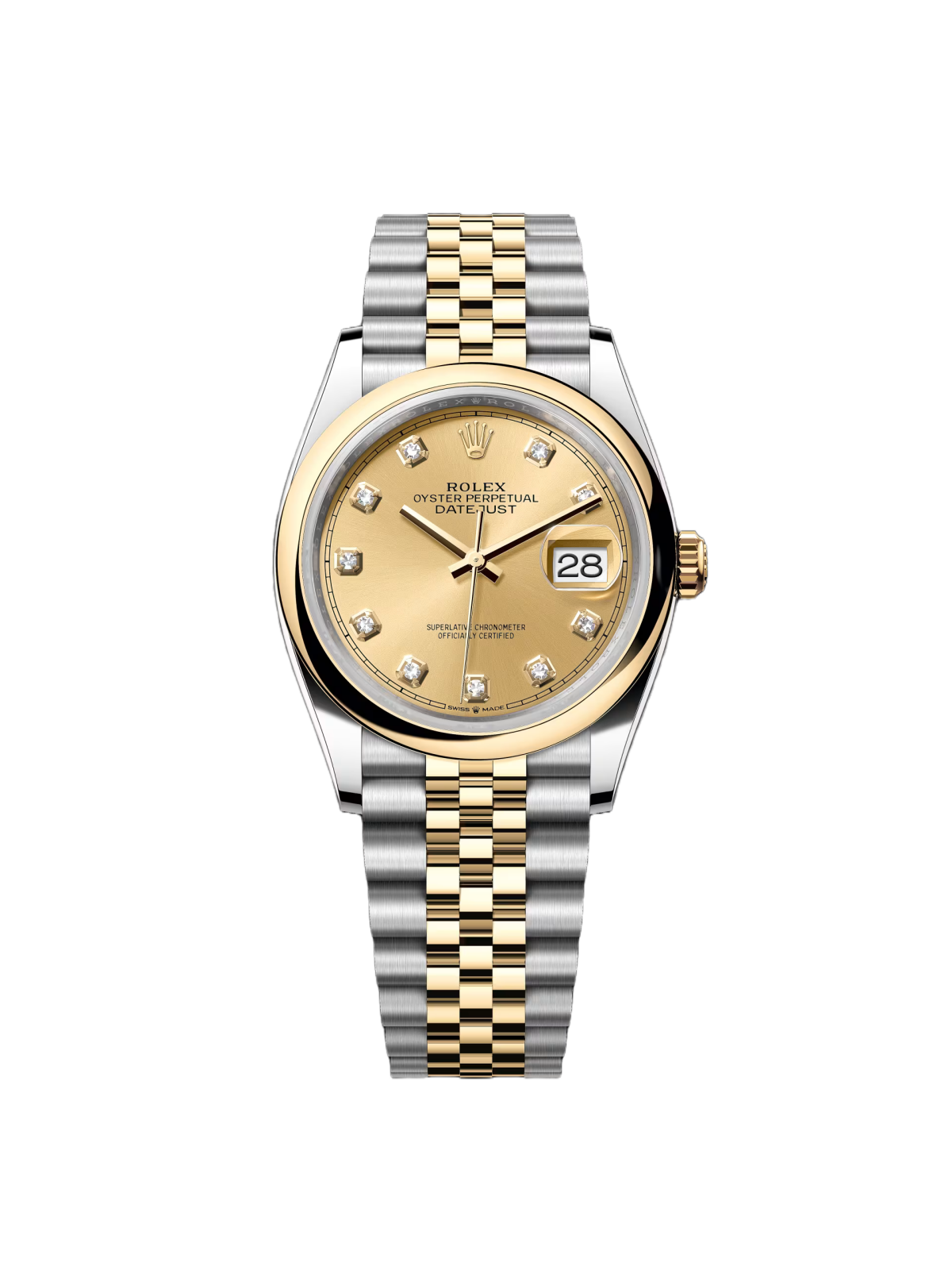 【Super Clone】RLX  Datejust 36mm 126203 Champagne Set with Diamonds Dial Domed Bezel Oyster Bracelet