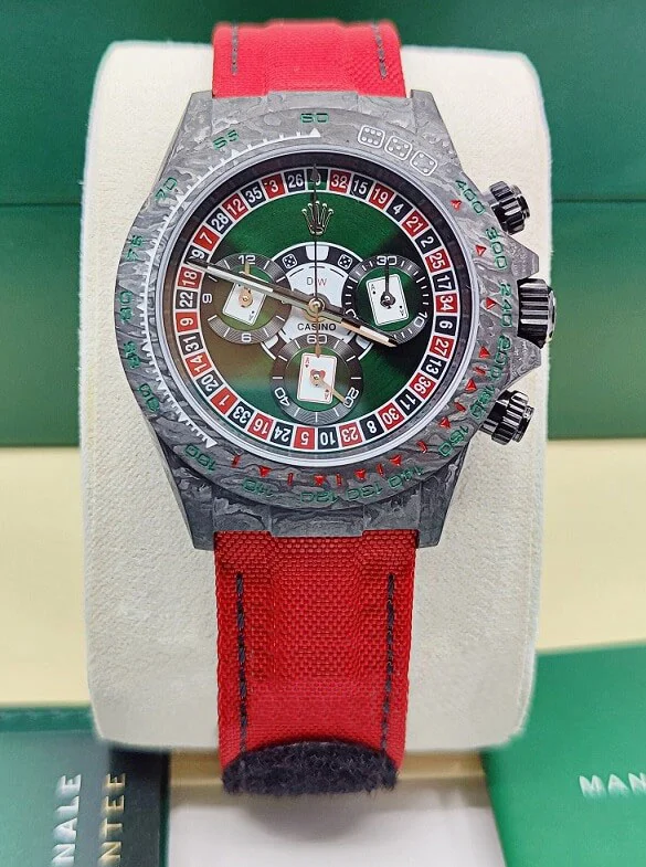 【Super Clone】ROLEX Cosmograph Daytona DIW Carbon Lucky Player Casino Super Clone Swiss Replica Watch | Custom Made Limited Edition |
