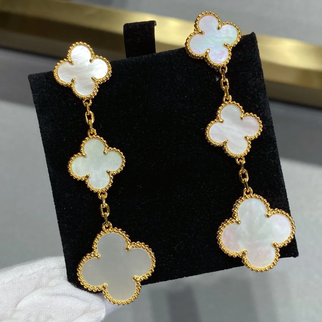 Regalia jewelryCLOVER MOP 3 MOTIFS GOLD EARRINGS