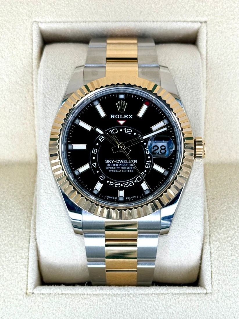 【Super Clone】ROLEX  Sky-Dweller 42mm 336933-0003/0004 Two-Tone Yellow Gold Black Dial Jubilee