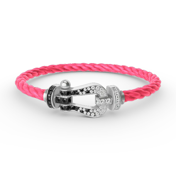 Regalia jewelryFORCE LARGE HORSESHOE BLACK WHITE DIAMOND BRACELET SILVER