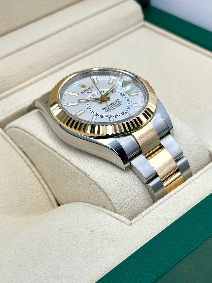【Super Clone】ROLEX  Sky-Dweller 42mm 336933-0005/0006 Two-Tone Yellow Gold White Dial Oyster