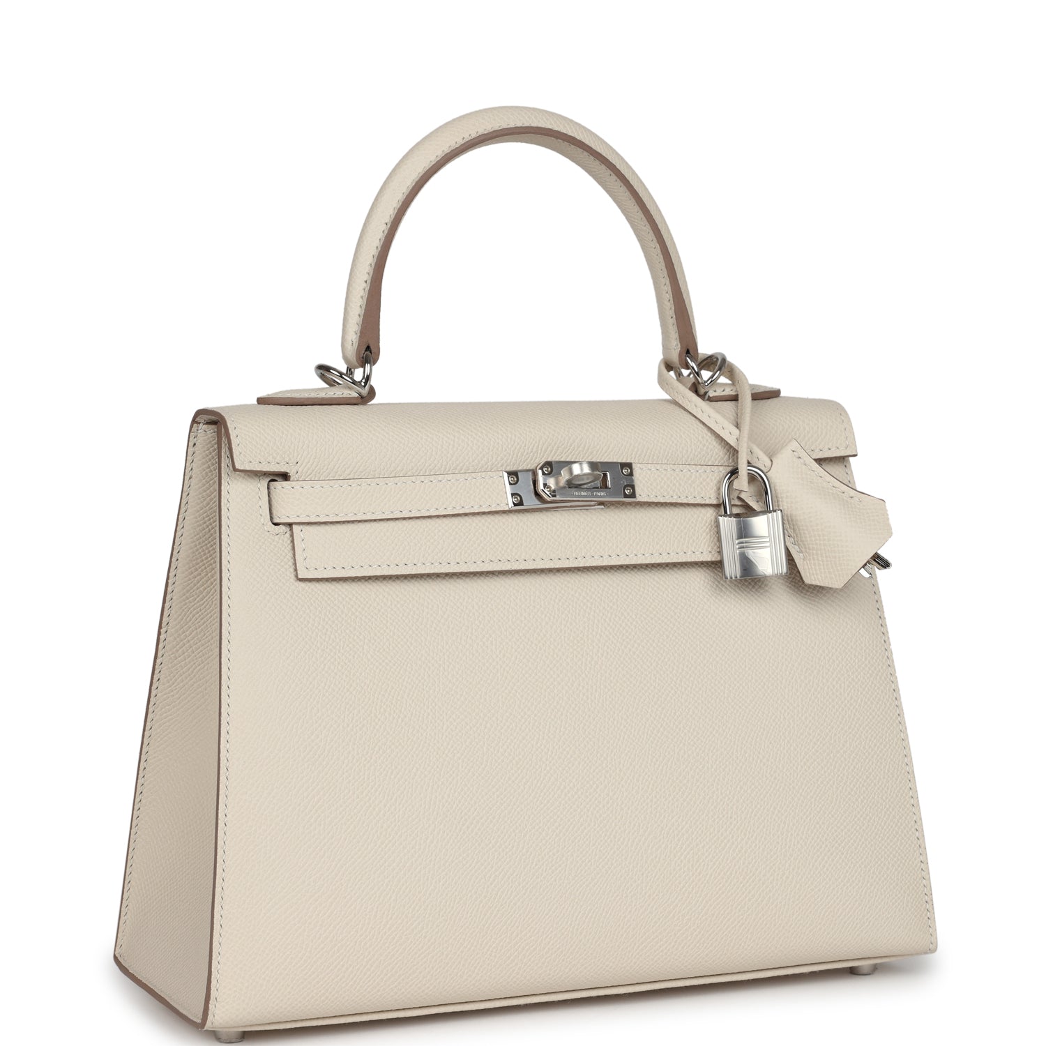 Hermès Kelly Sellier 25 Craie Epsom Palladium Hardware