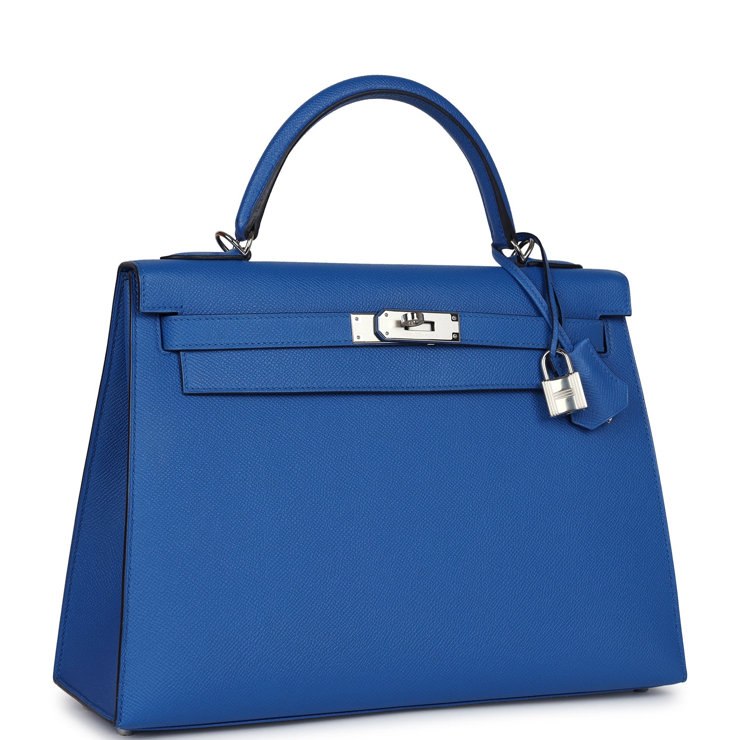 Hermès Kelly Sellier 32 Bleu France Epsom Palladium Hardware