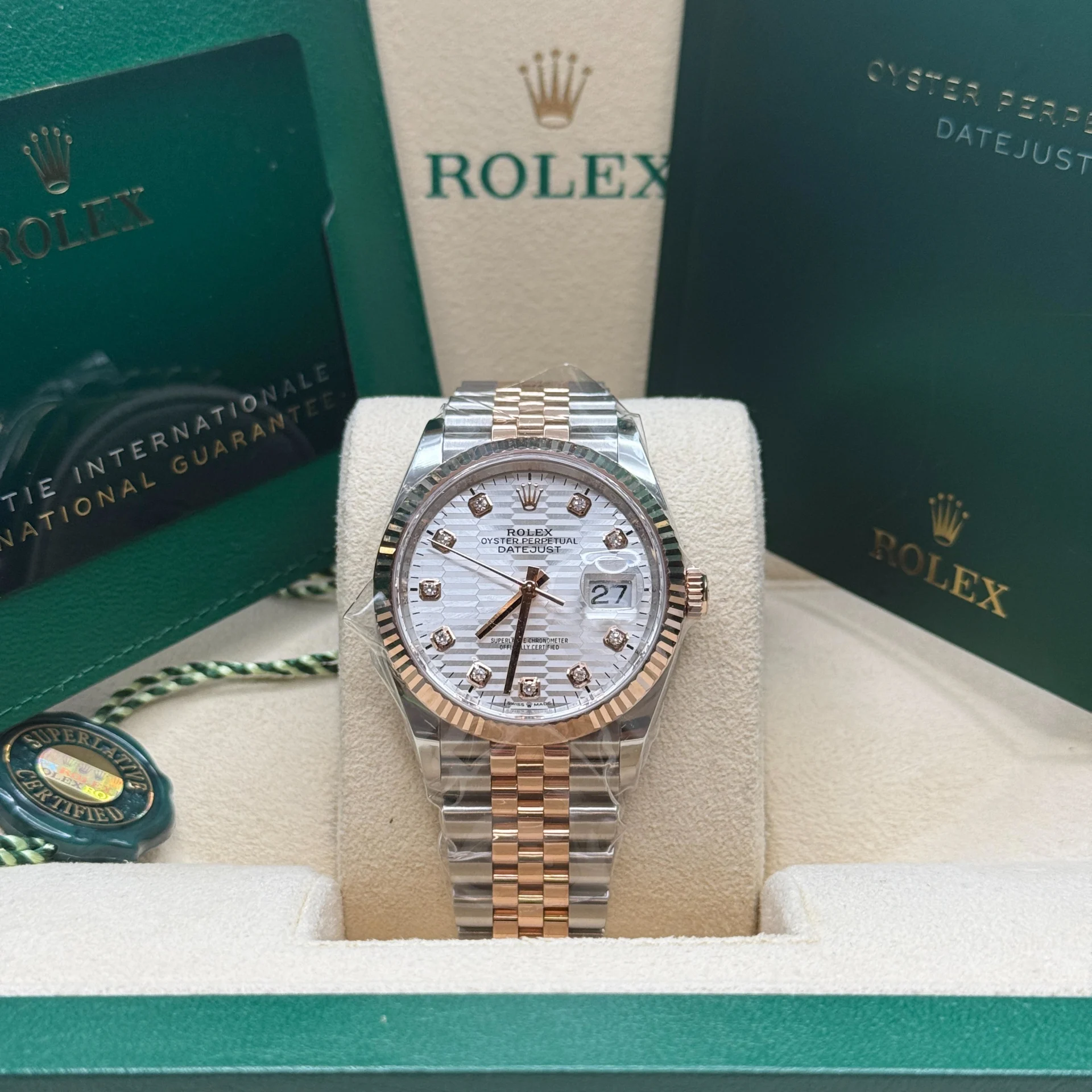 【Super Clone】ROLEX  Datejust 36mm 126231 Silver Fluted Motif Dial Oystersteel and Everose gold Bracelet