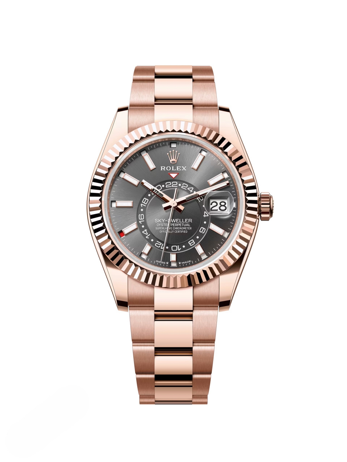 【Super Clone】ROLEX Sky-Dweller 42mm 336935-0004/0008 Rose Gold Rhodium Dial Oyster