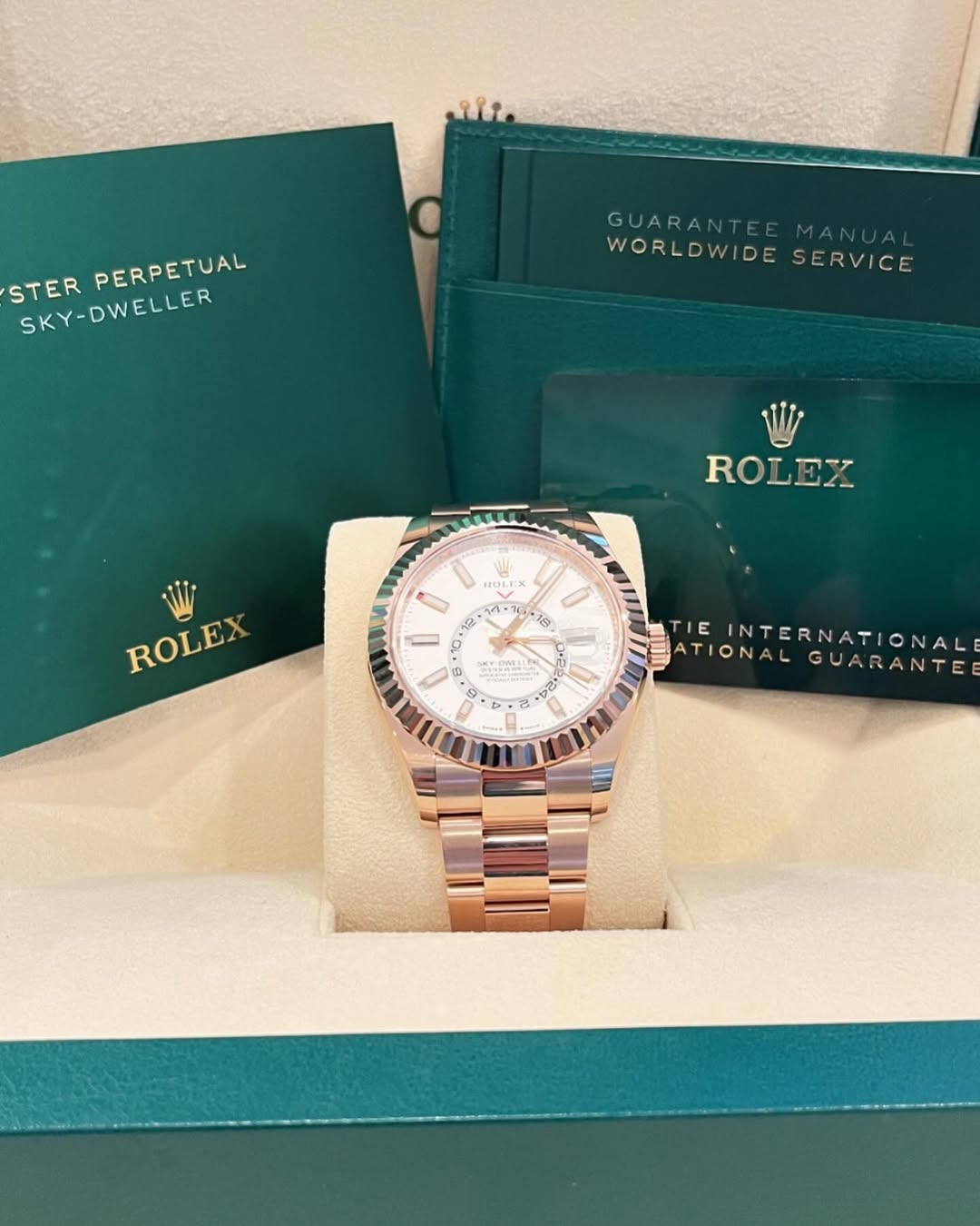 【Super Clone】ROLEX  Sky-Dweller 42mm 336935-0003/0007 Rose Gold White Dial Oyster