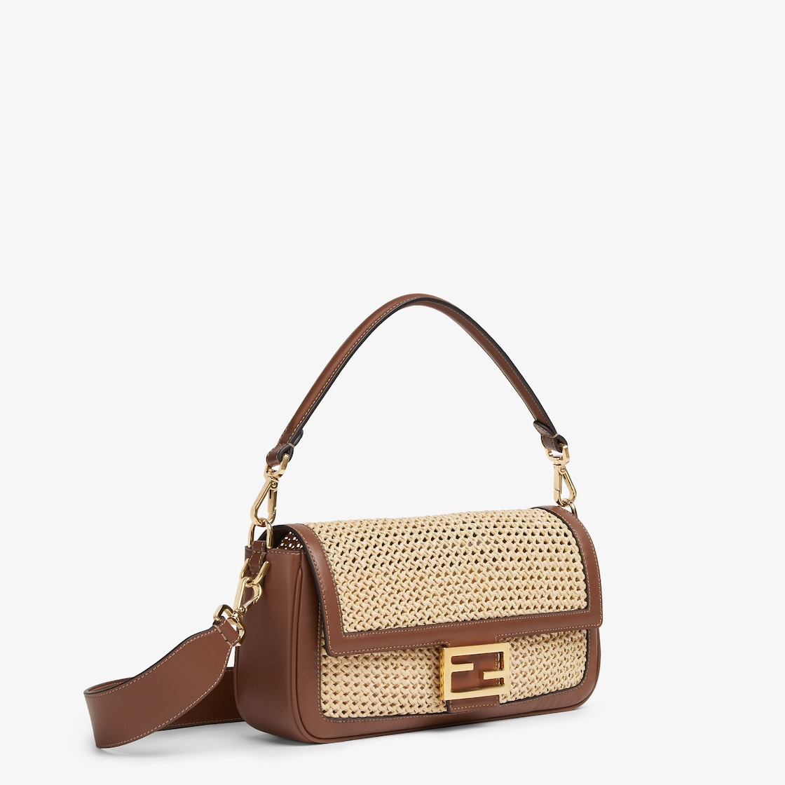 Baguette Brown Leather and Macramé Bag