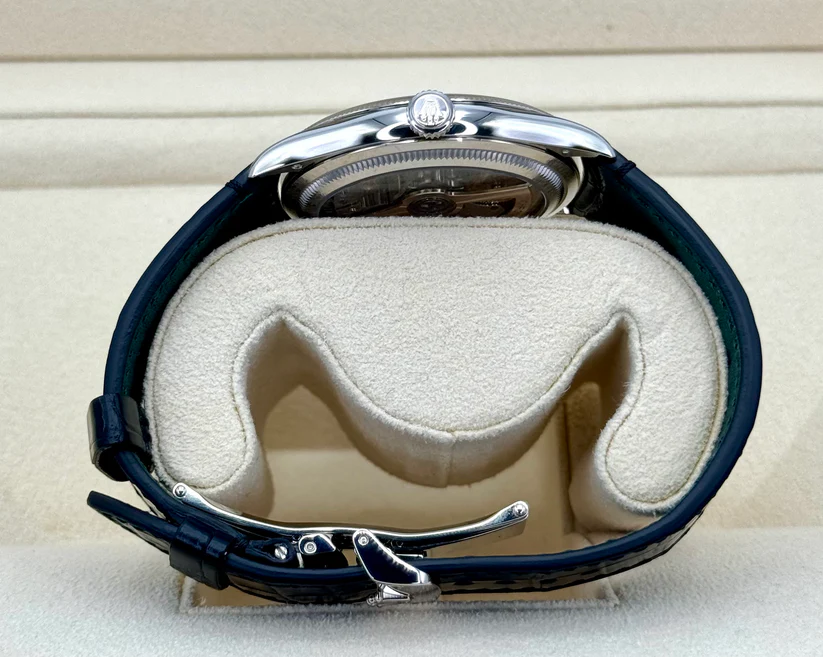 【Super Clone】ROLEX 1908 Platinum Ice Blue Dial Black Alligator Strap - 52506-0003