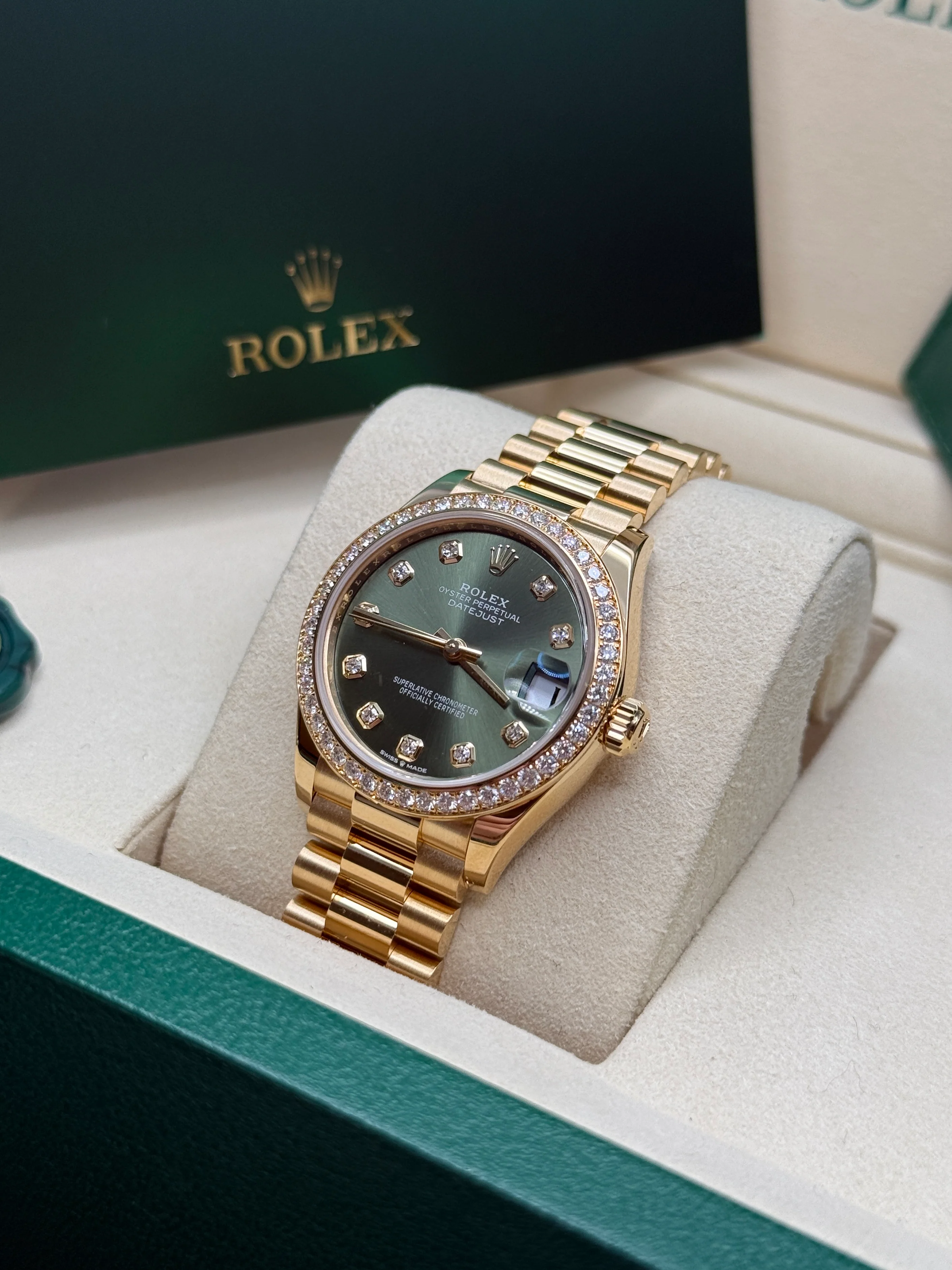 【Super Clone】ROLEX Datejust m278288RBR-0007 Olive Green 31mm Dial President Bracelet Watch
