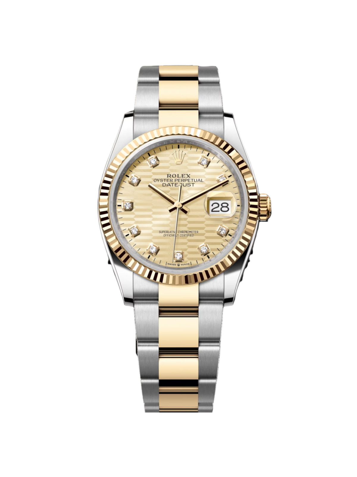 【Super Clone】ROLEX  Datejust 36mm 126233 Champagne Fluted Motif Diamond Dial Jubilee Bracelet