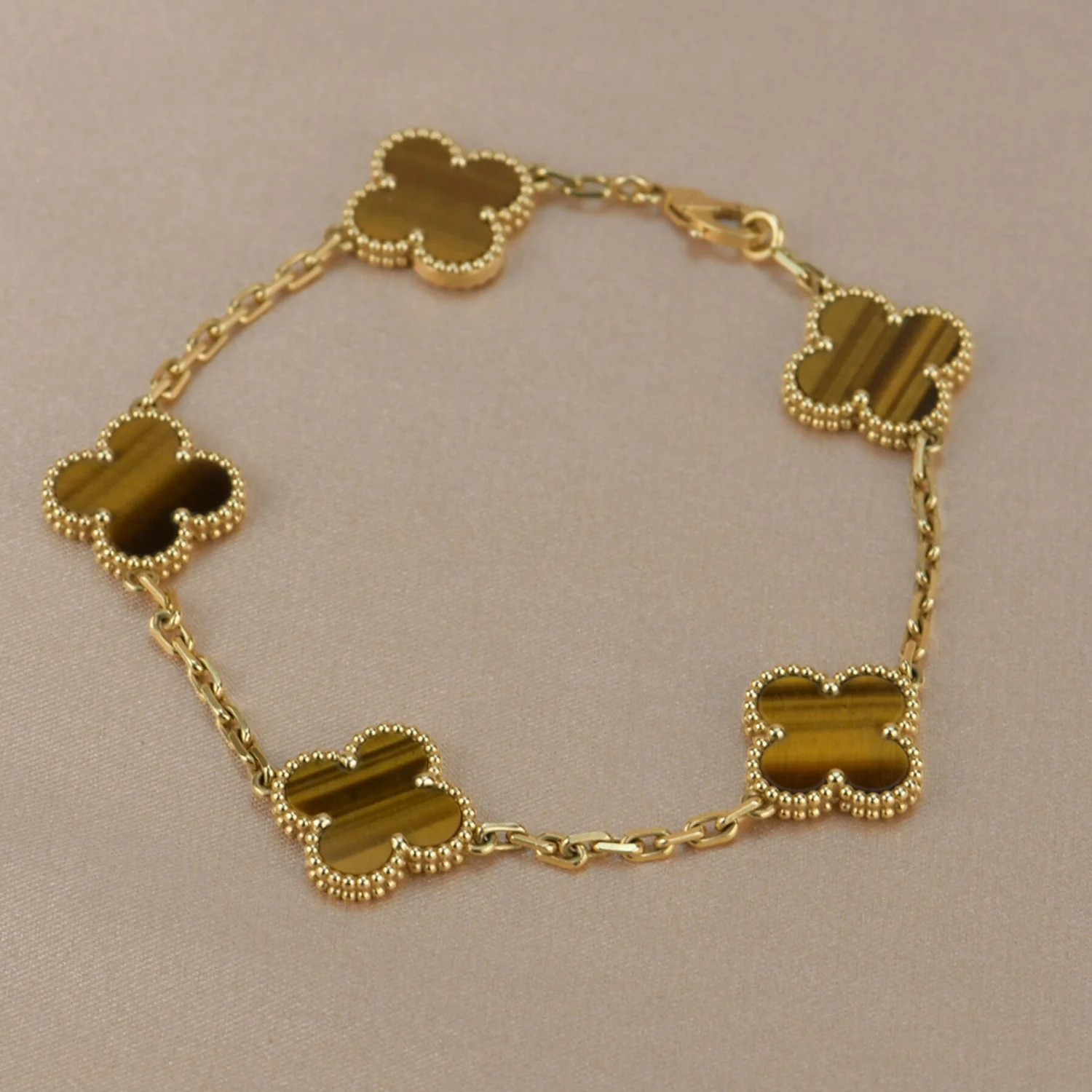 Regalia jewelryCLOVER  5 MOTIFS TIGER EYE BRACELET