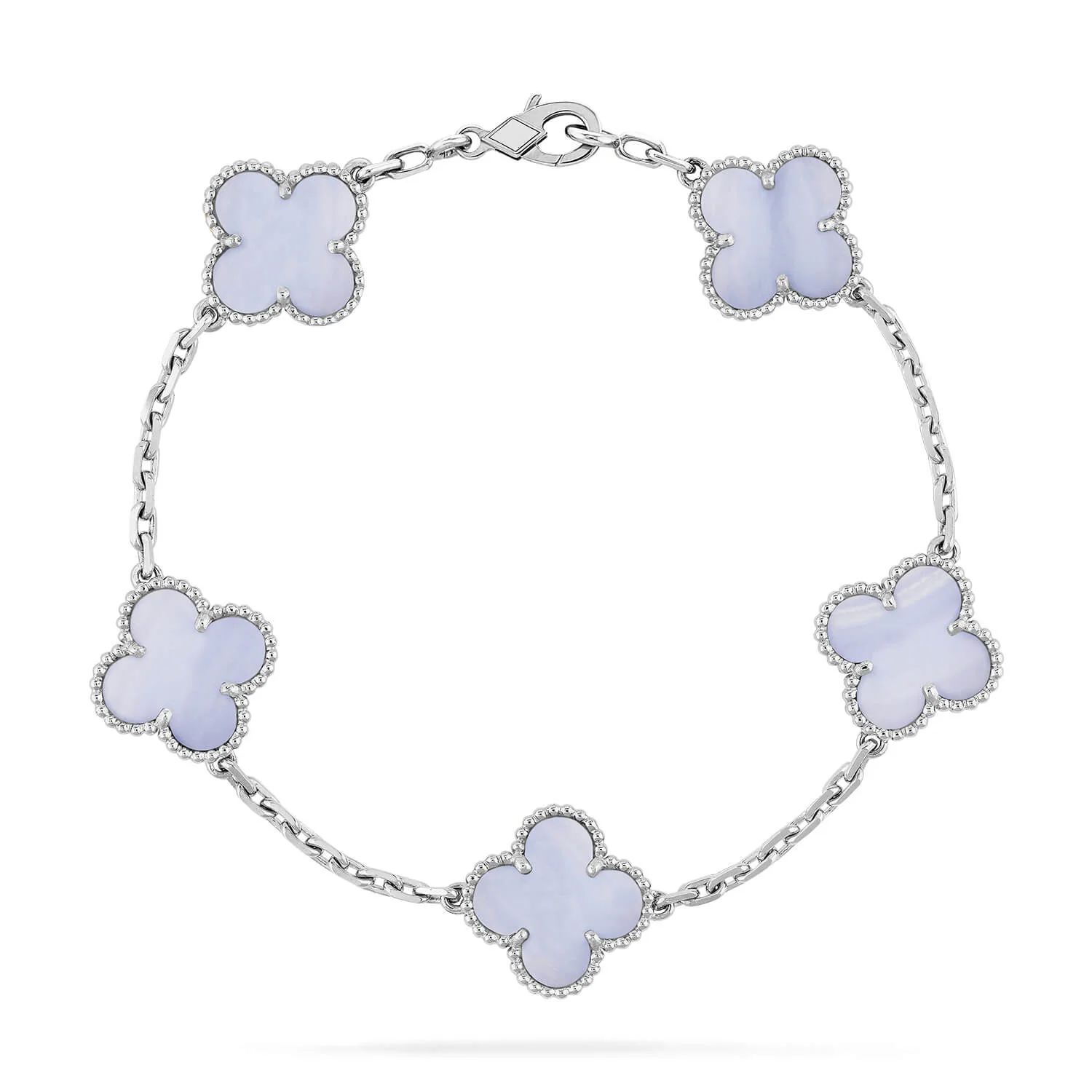 Regalia jewelryCLOVER  5 MOTIF PURPLE CHALCEDONY BRACELET SILVER