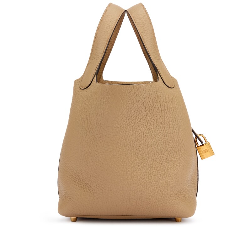Hermès Beige Marfa Clemence Picotin Lock 18 Gold Hardware