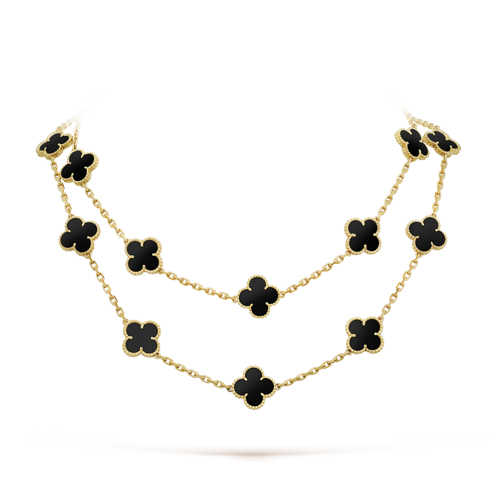Regalia jewelryCLOVER 20 MOTIFS ONYX NECKLACE