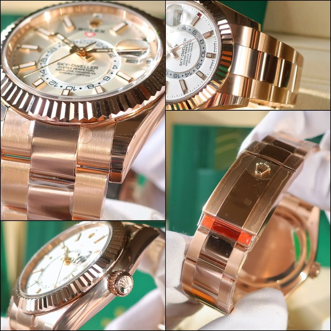 【Super Clone】ROLEX  Sky-Dweller 42mm 336935-0003/0007 Rose Gold White Dial Oyster