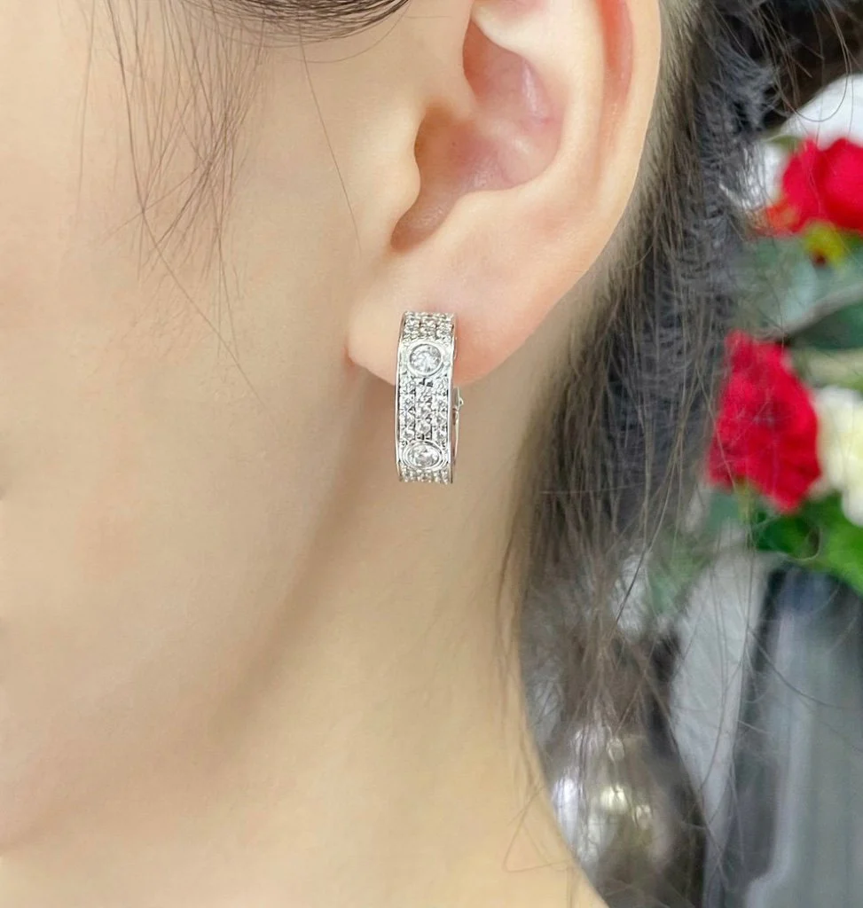 Regalia jewelryLOVE 5.5MM DIAMOND PAVED EARRINGS