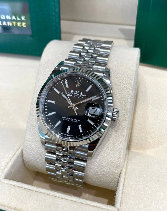 【Super Clone】 ROLEX  Datejust 36mm 126234 Black Index Jubilee Stainless Steel Mens Watch