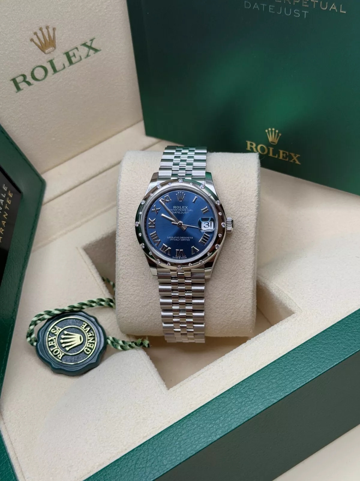【Super Clone】ROLEX Datejust m278344-0035/0036 Bright Blue Dial 31mm Domed Diamond Oyster Watch