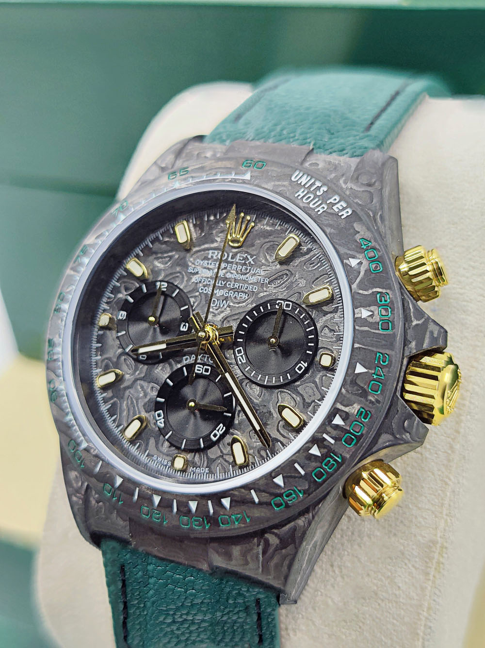 【Super Clone】ROLEX Cosmograph Daytona DIW Carbon Emerald Green Super Clone Swiss Replica Watch | Custom Made Limited Edition |