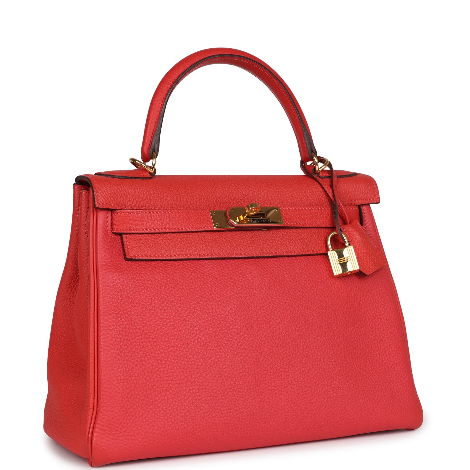 Hermès Kelly Retourne 28 Rouge Pivoine Togo Gold Hardware